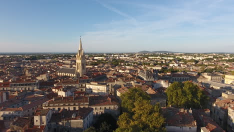 Old-french-city-Montpellier-Ecusson-by-drone.-Aerial-early-morning-view